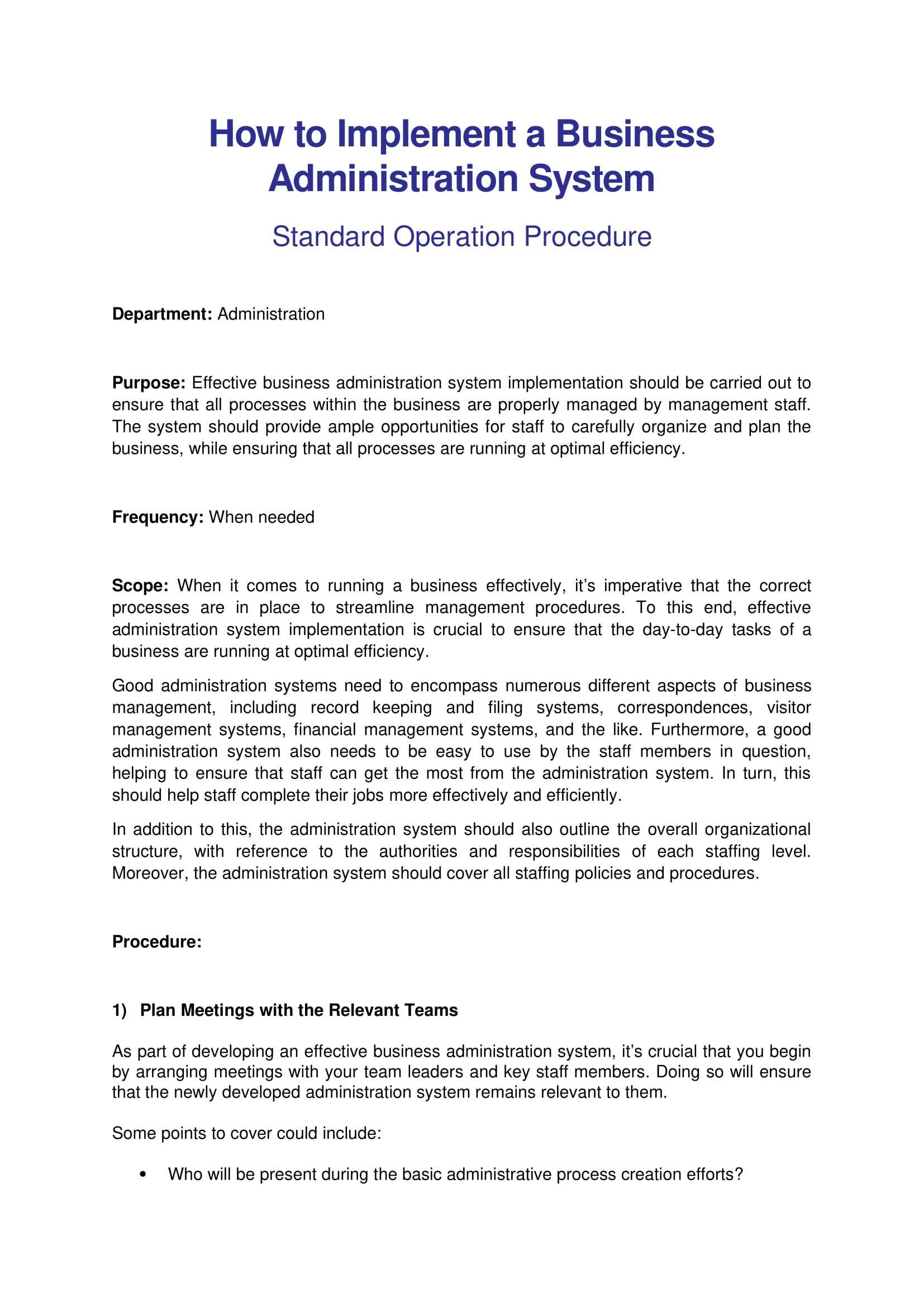 Implement An Administration System Template
